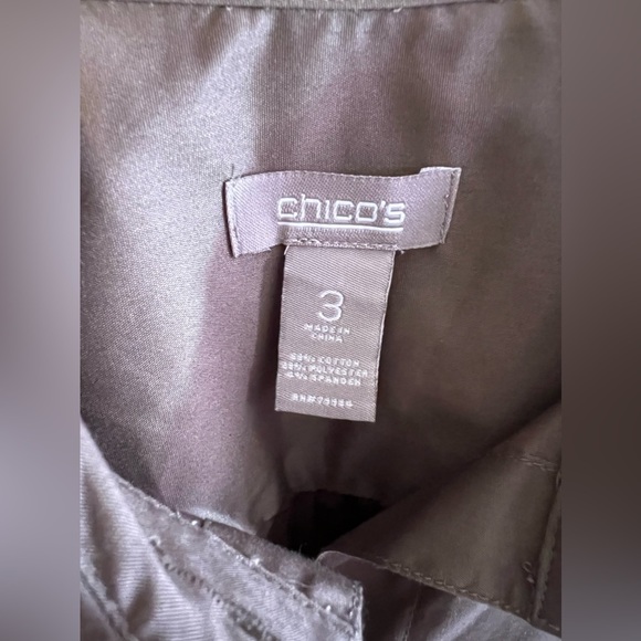 CHICO’S Dark Olive Green Women’s Plus Size 3 Blouse  Button Can Be Worn Folded - Picture 13 of 16